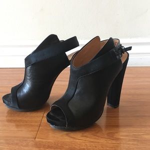 L.A.M.B. Black leather heels